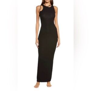 SKIMS Soft Lounge Cutout Black Maxi Dress